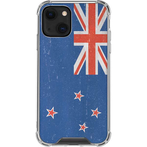 New Zealand Flag Distressed iPhone 14 Plus Clear Case
